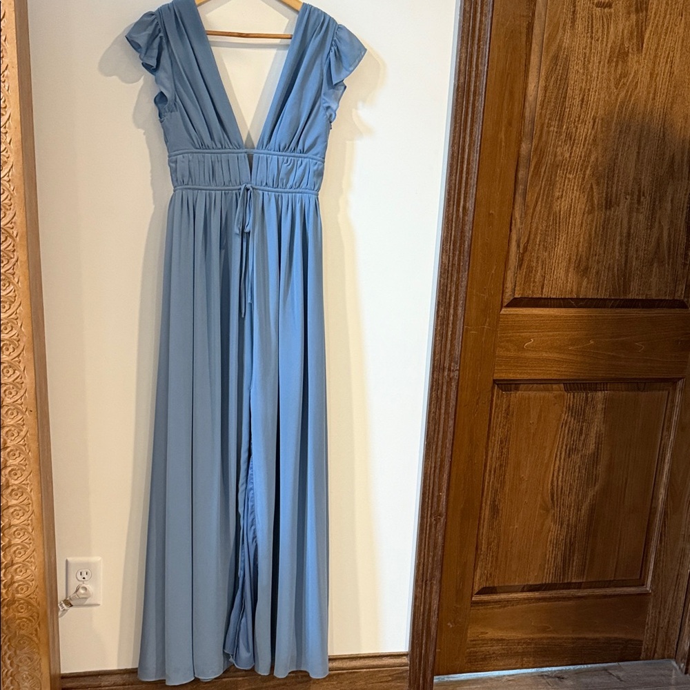 Lulu's Sky Blue Maxi Dress with Ruffle Sleeves
